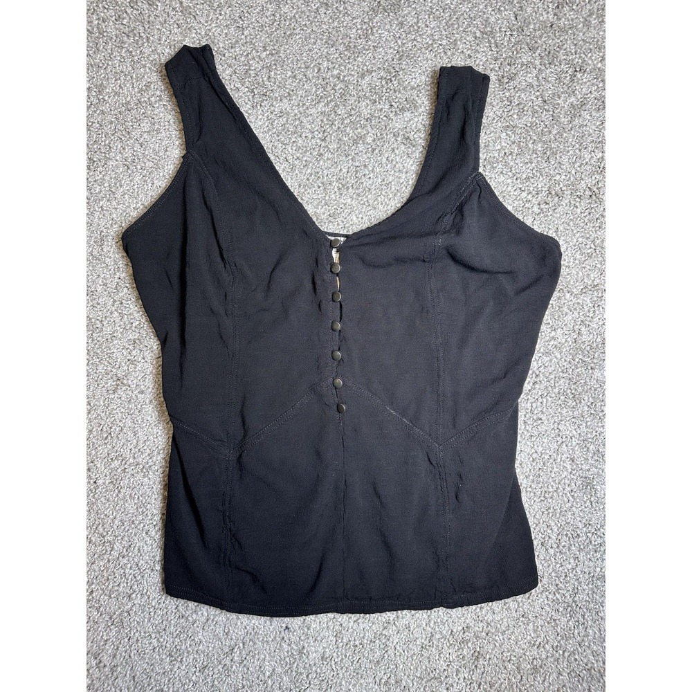 Intimately Free People Black Corset Tank Top Large Brass Button Front Boho